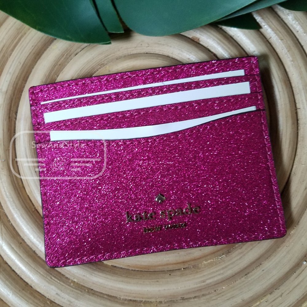 Convertible PInk Lola Glitter Card Holder Kate Spade Brand New Boxed - Picture 1 of 5